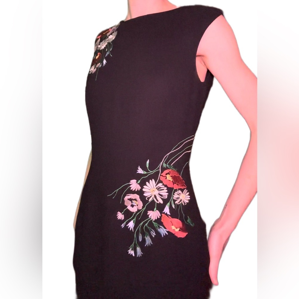 Vintage Maggy London Maxi Floral Accent Dress